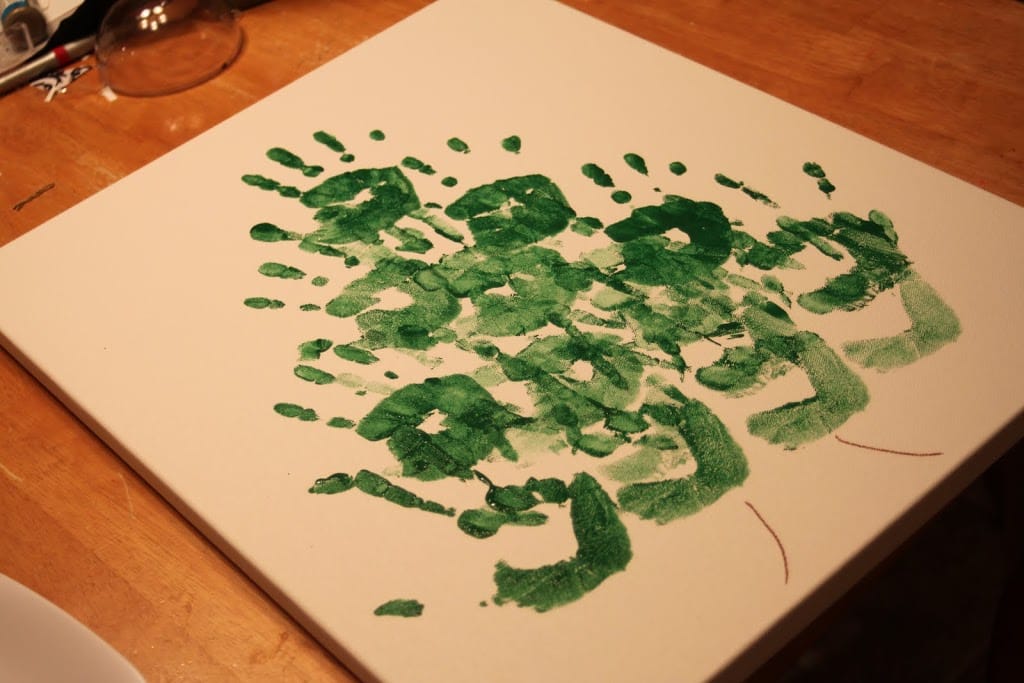 A Christmas Tree with Hand Printing