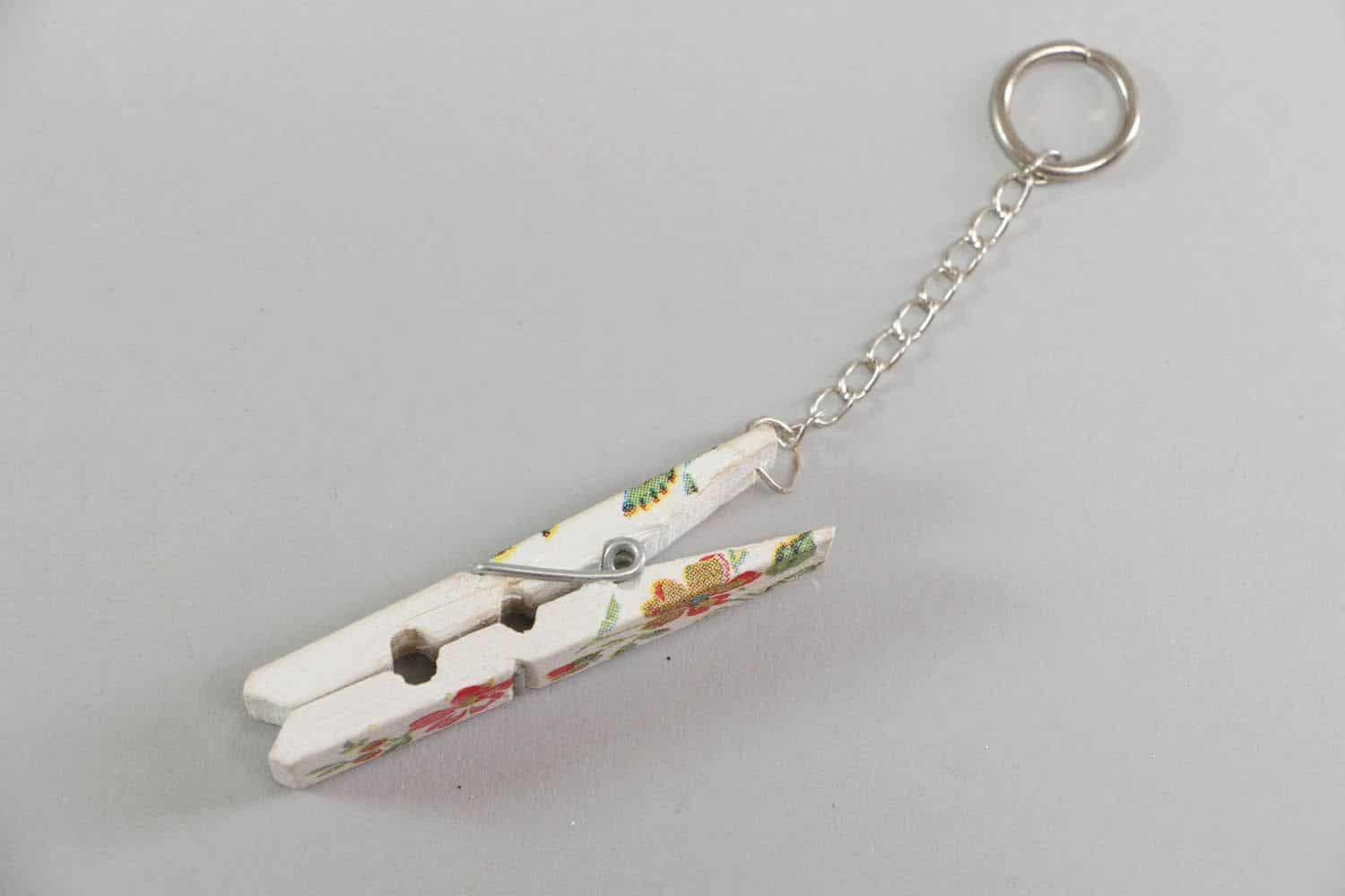 Clothespin keychain