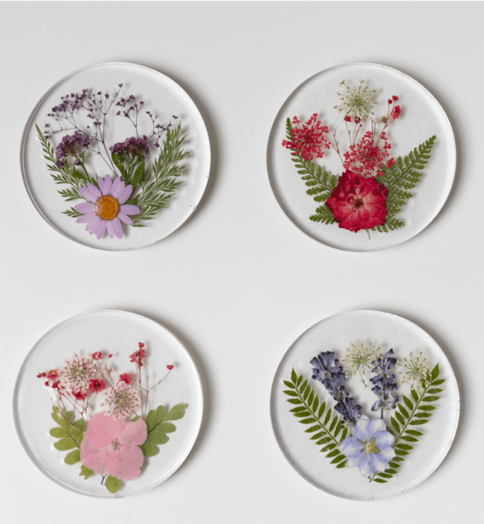 Pressed and Dried Flower Coasters